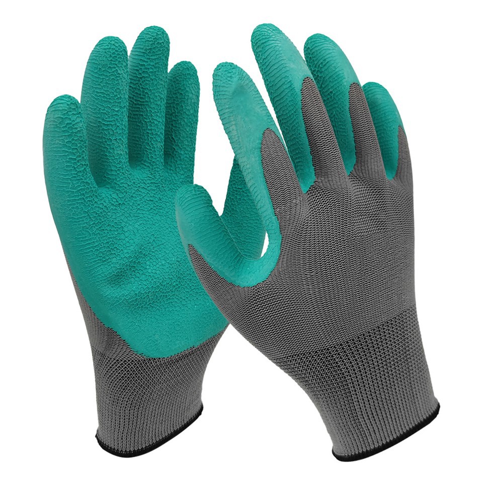 Green Honeycomb Latex Coated Gloves