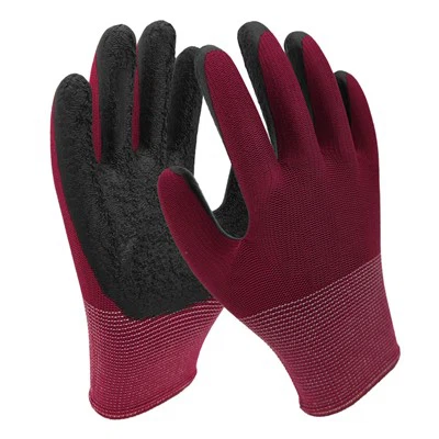 Buruşuk kırmızı siyah emek koruma eldivenleri